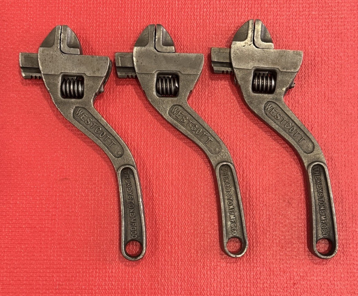 Westcott 10” No. 80 Adjustable Wrench Curved Handle Keystone MFG Buffalo 3pc Lot