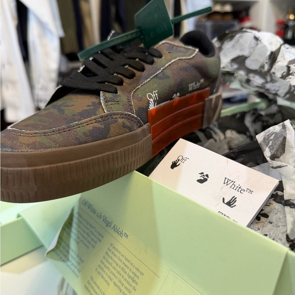 Off-White Vulcanized Military Black Camo Canvas Sneakers