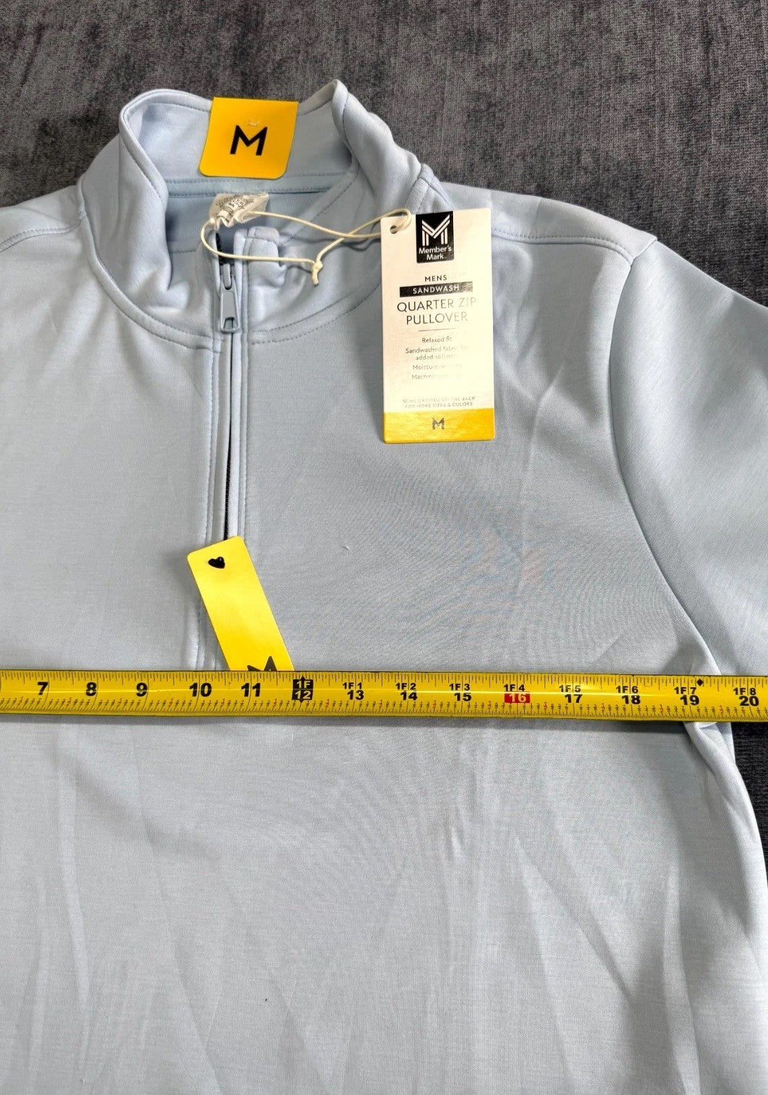 NWT Member's Men’s Sandwash Mark Quarter-Zip Pullover Sweatshirt Medium Blue