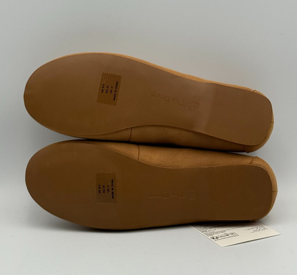 New The Drop Lace Details Boat Shoes Women's 6.5 Tan Faux Suede Slip-On Comfort