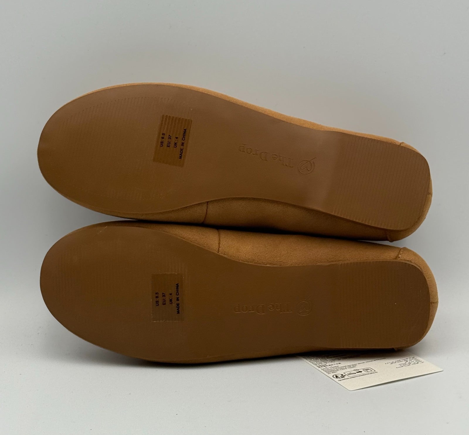 New The Drop Lace Details Boat Shoes Women's 6.5 Tan Faux Suede Slip-On Comfort