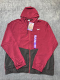 NWT Reebok Full Zip Training Woven Jacket Men 2XL Maroon Black Adjustable Hood