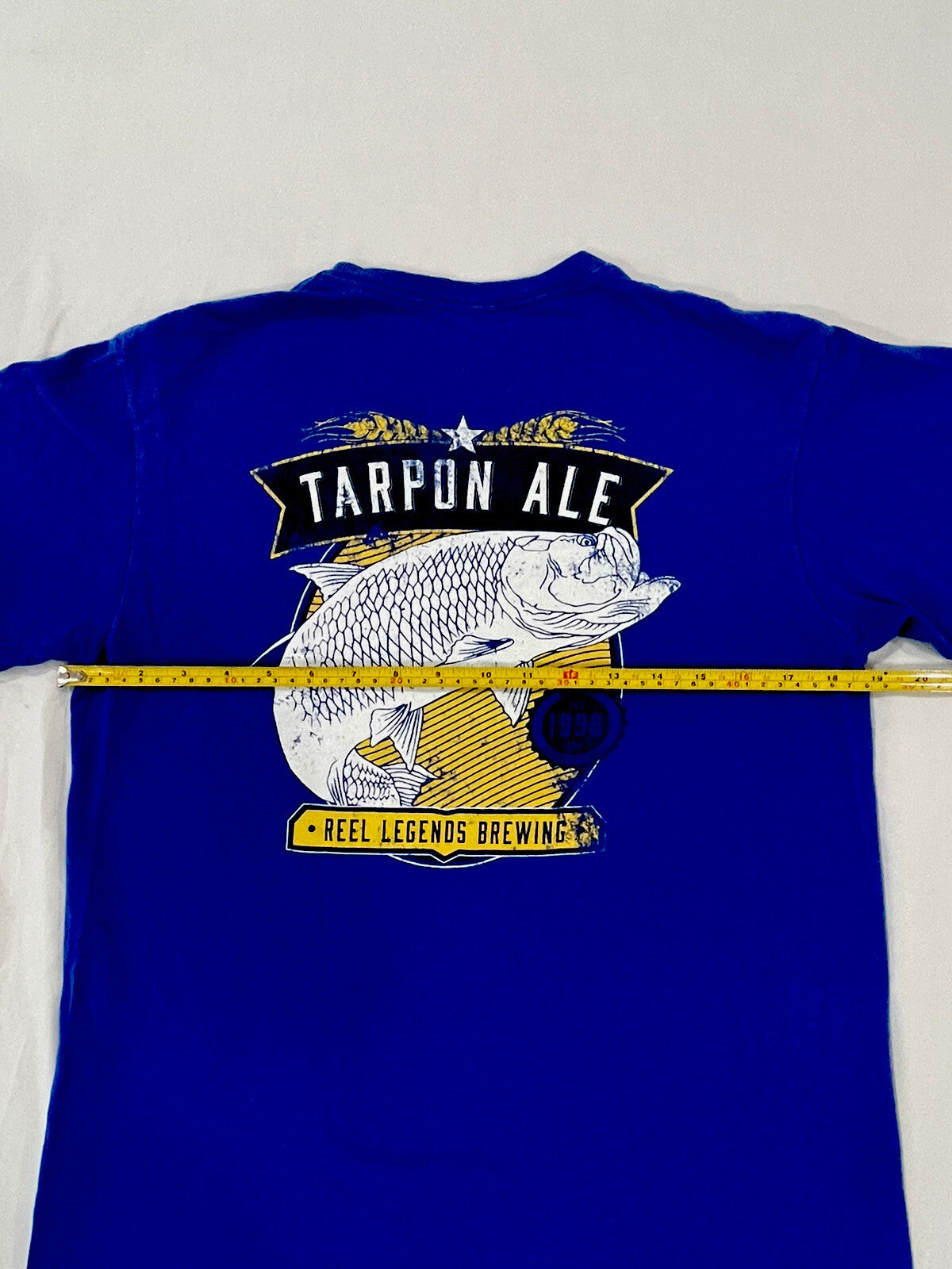 Reel Legends T Shirt Short Sleeve Mens Size M Medium Blue Tarpon Ale Logo B1