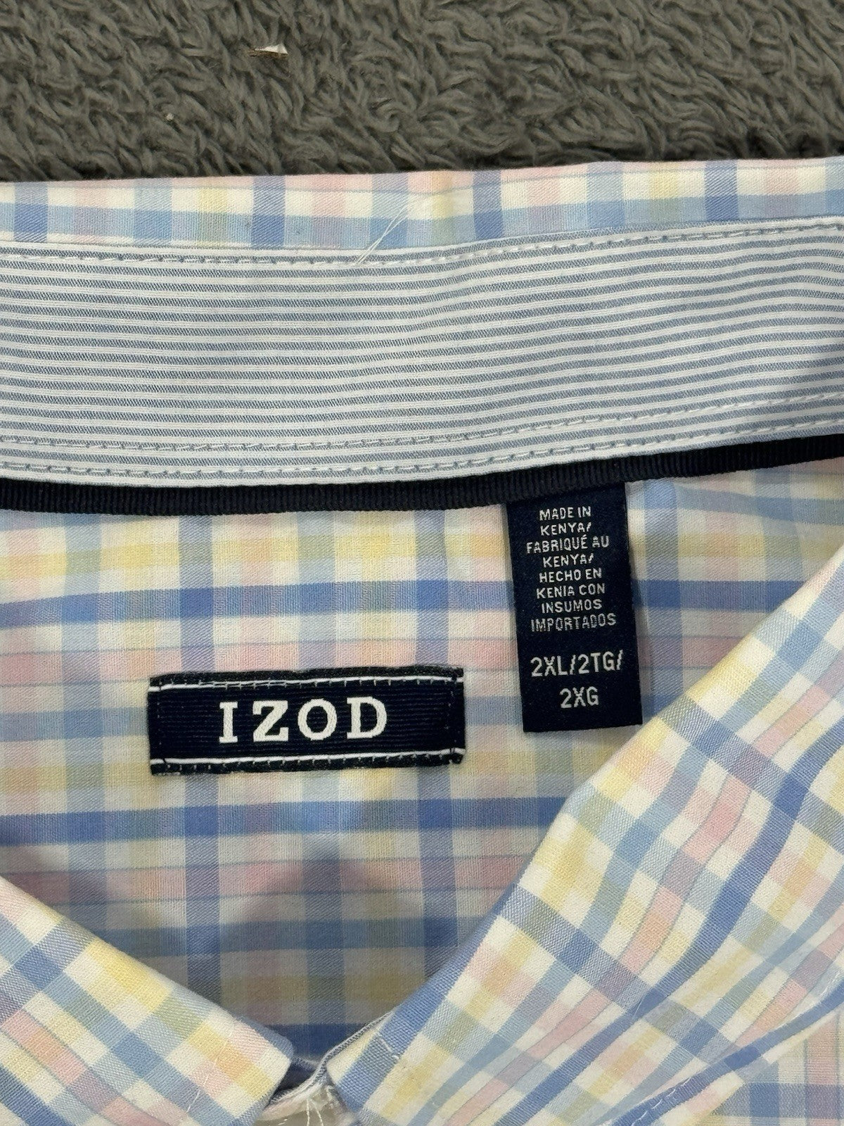 Izod NEW Comfort Sundress Men's Blue Plaid Button Shirt Big & Tall Size 2XL