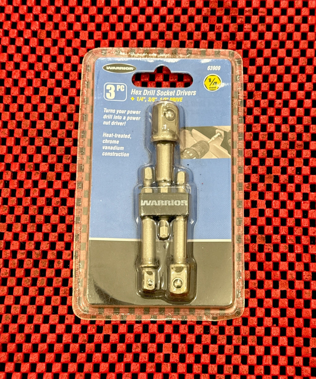 Warrior NEW 3 Piece Hex Drill Socket Drivers set 1/4", 3/8", 1/2" Drive N7