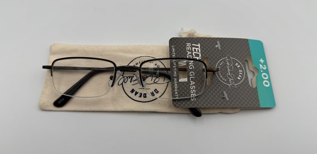 ICU Eyewear Dr.Dean Edell Tech Reading Glasses 2.00 Magnification Titanium Frame