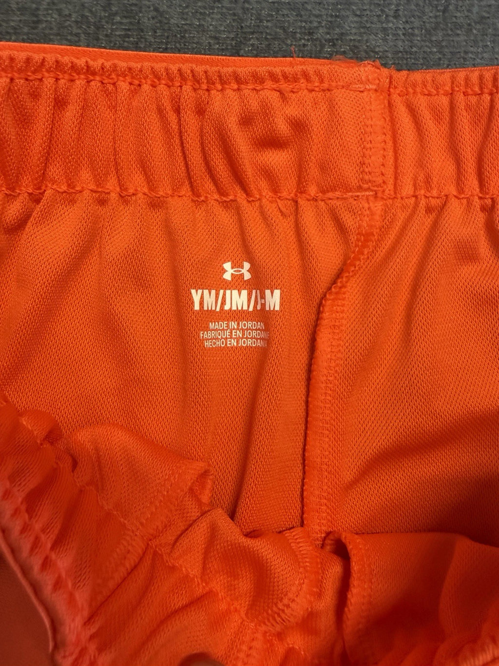 Under Armour G-Tech Play Up Shorts Girls Medium Orange Elastic Waist Classic