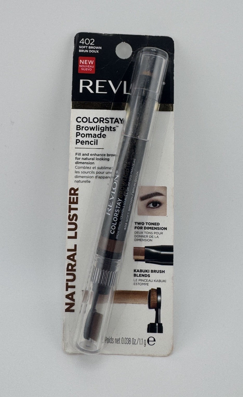 Revlon Colorstay Browlights Pomade Pencil, 402 Soft Brown, .038 oz, PACK OF 2