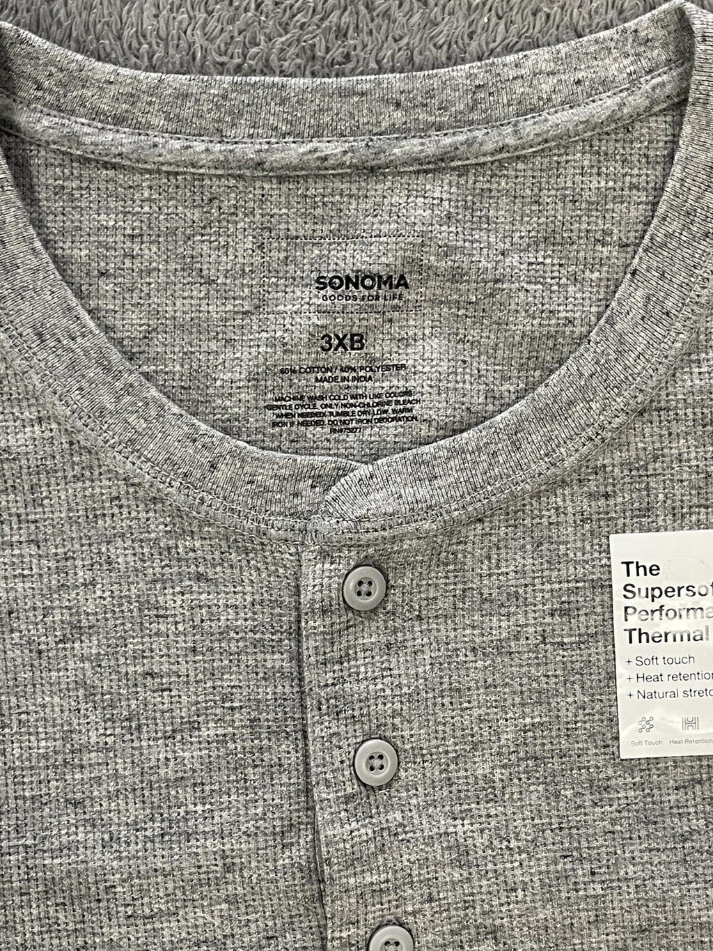 NEW Sonoma Mens Big & Tall Super Soft Modern Crewneck 3 button Sweater Size 3XB