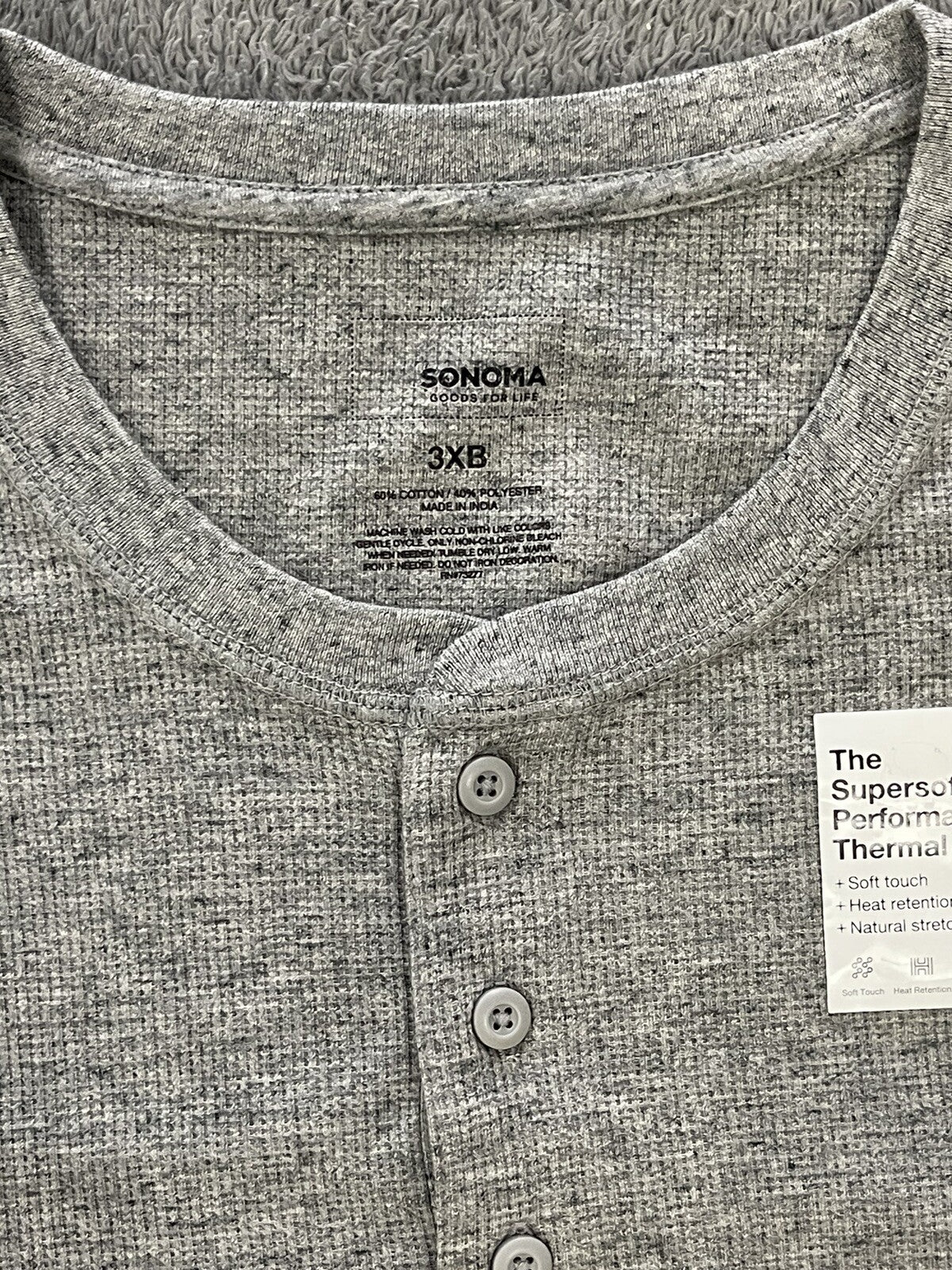 NEW Sonoma Mens Big & Tall Super Soft Modern Crewneck 3 button Sweater Size 3XB