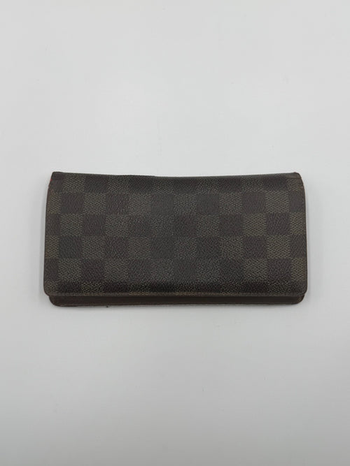 Authentic Louis Vuitton Vintage Brazza Wallet Men's Brown Damier Graphite Zip