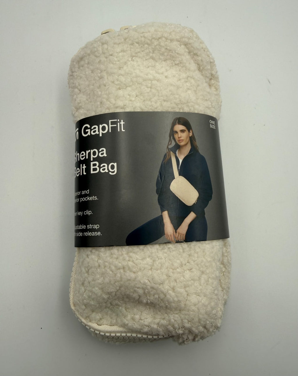 NEW Gap Fit Sherpa Belt Bag Womens White Lightweight Adjustable Strap - One Size