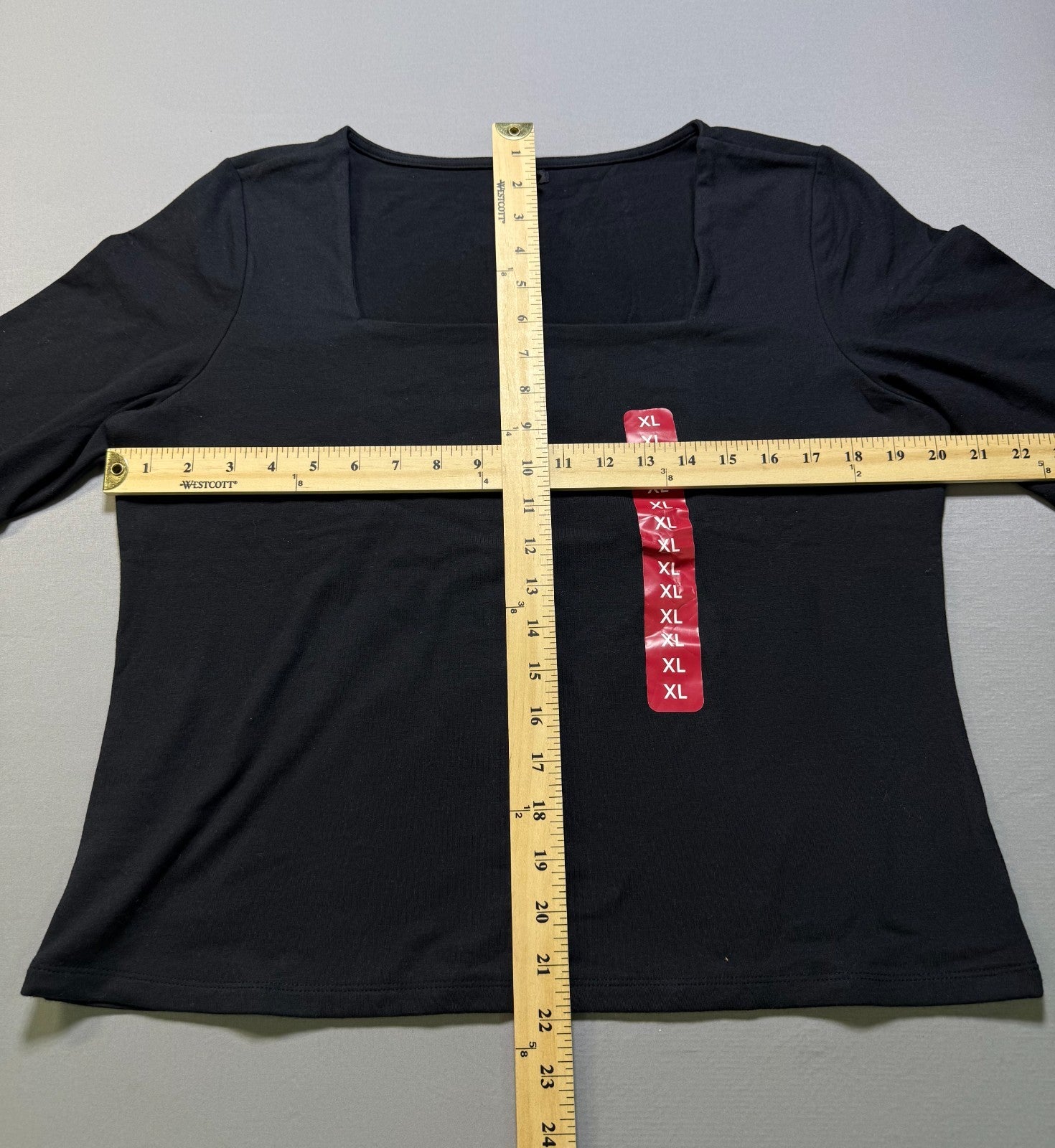 NWT Express Square Neck Top Women's XL Black Long Sleeve Regular Fit Casual Wear