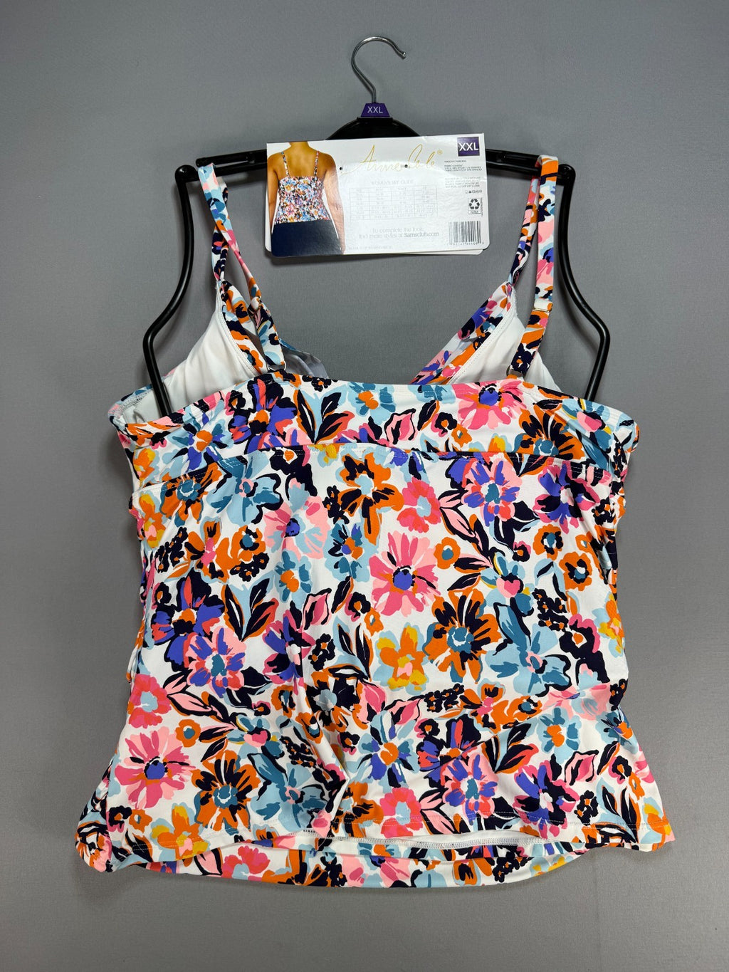 Anne Cole Limited Edition Tankini Swim Top Women's 2XL Multicolor Floral Preppy