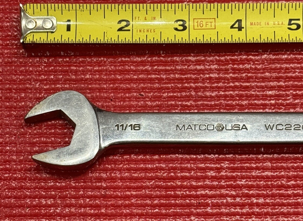 Matco Tools WC226 SAE 11/16" Combination Wrench 6 Point Made In USA S3