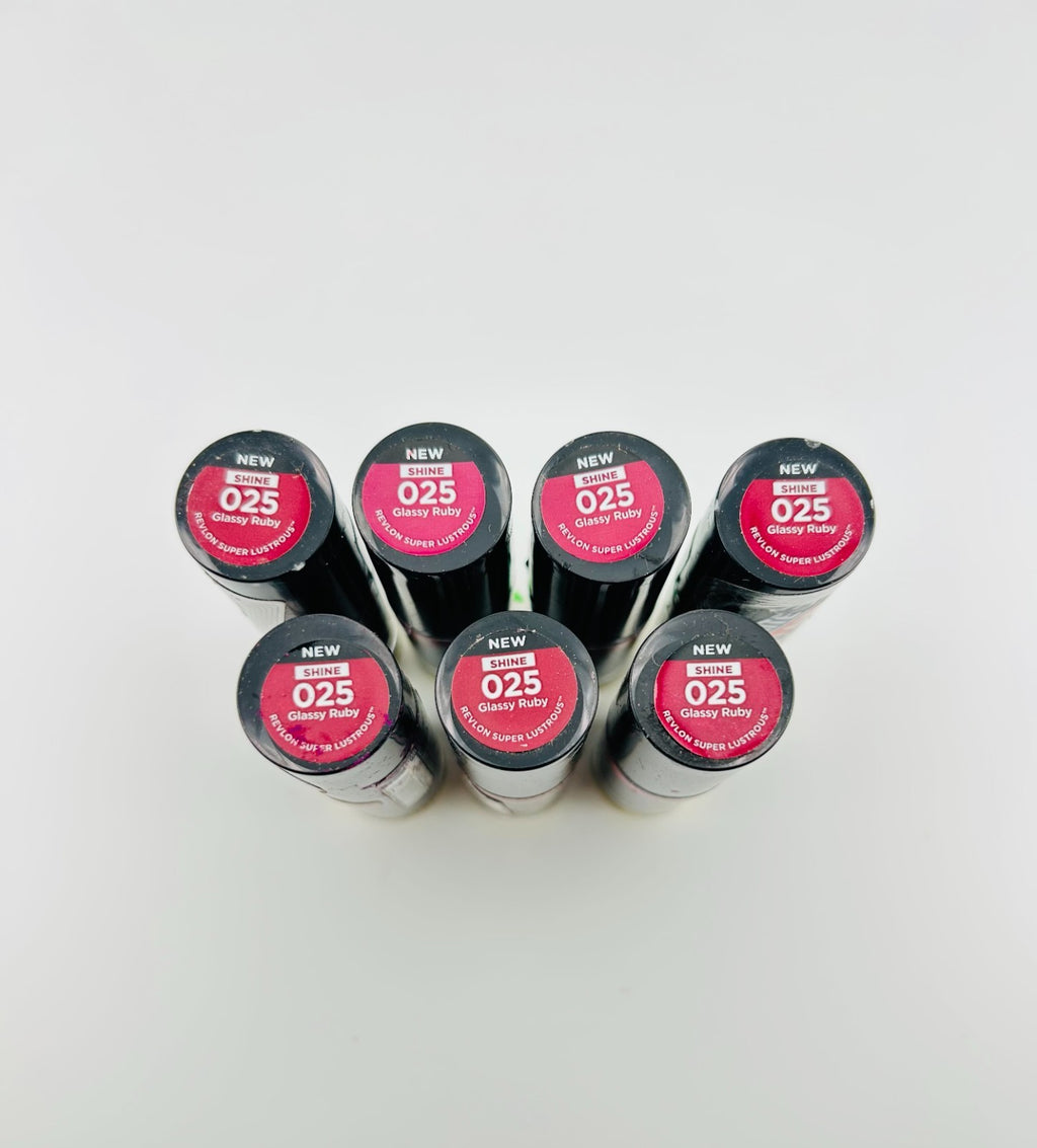 Revlon Super Lustrous Glass Shine Lipsticks #025 Glassy Ruby - Pack of 7