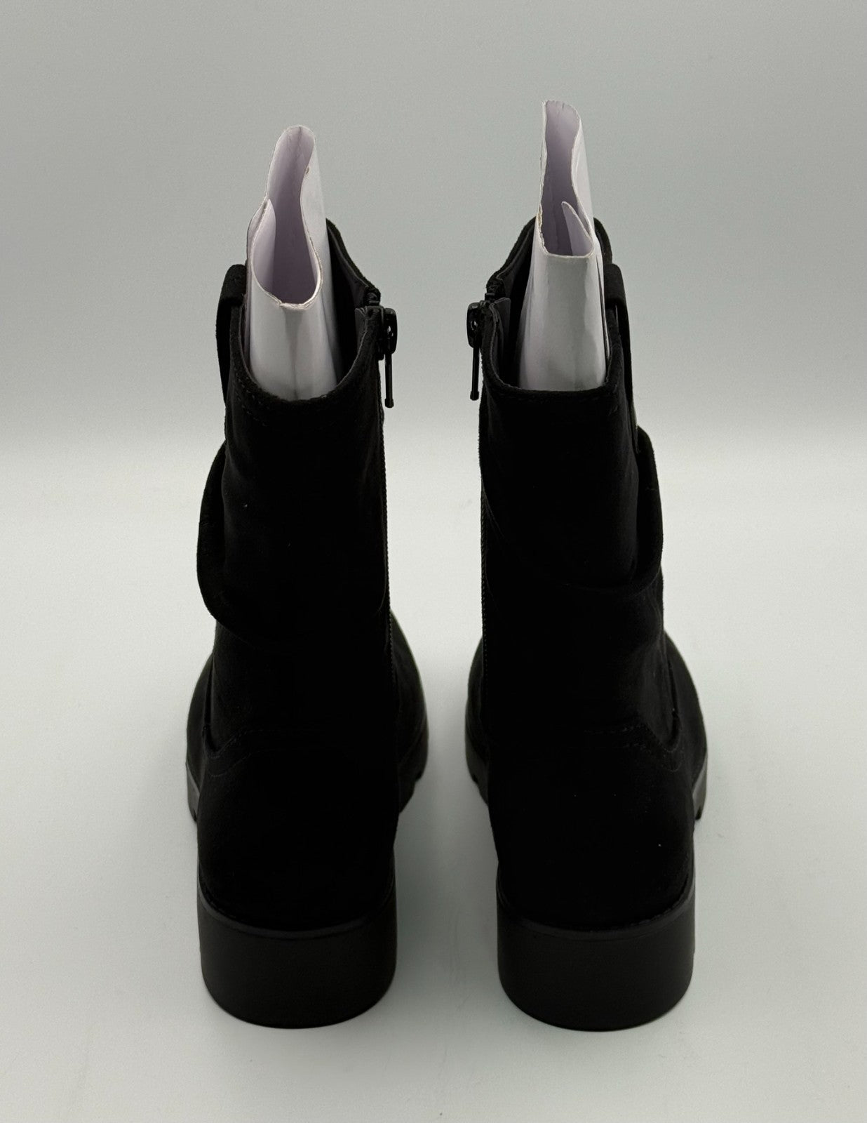 New White Mountain Slouch Boots Kids 1 Black Faux Leather Mid-Calf Side Zipper