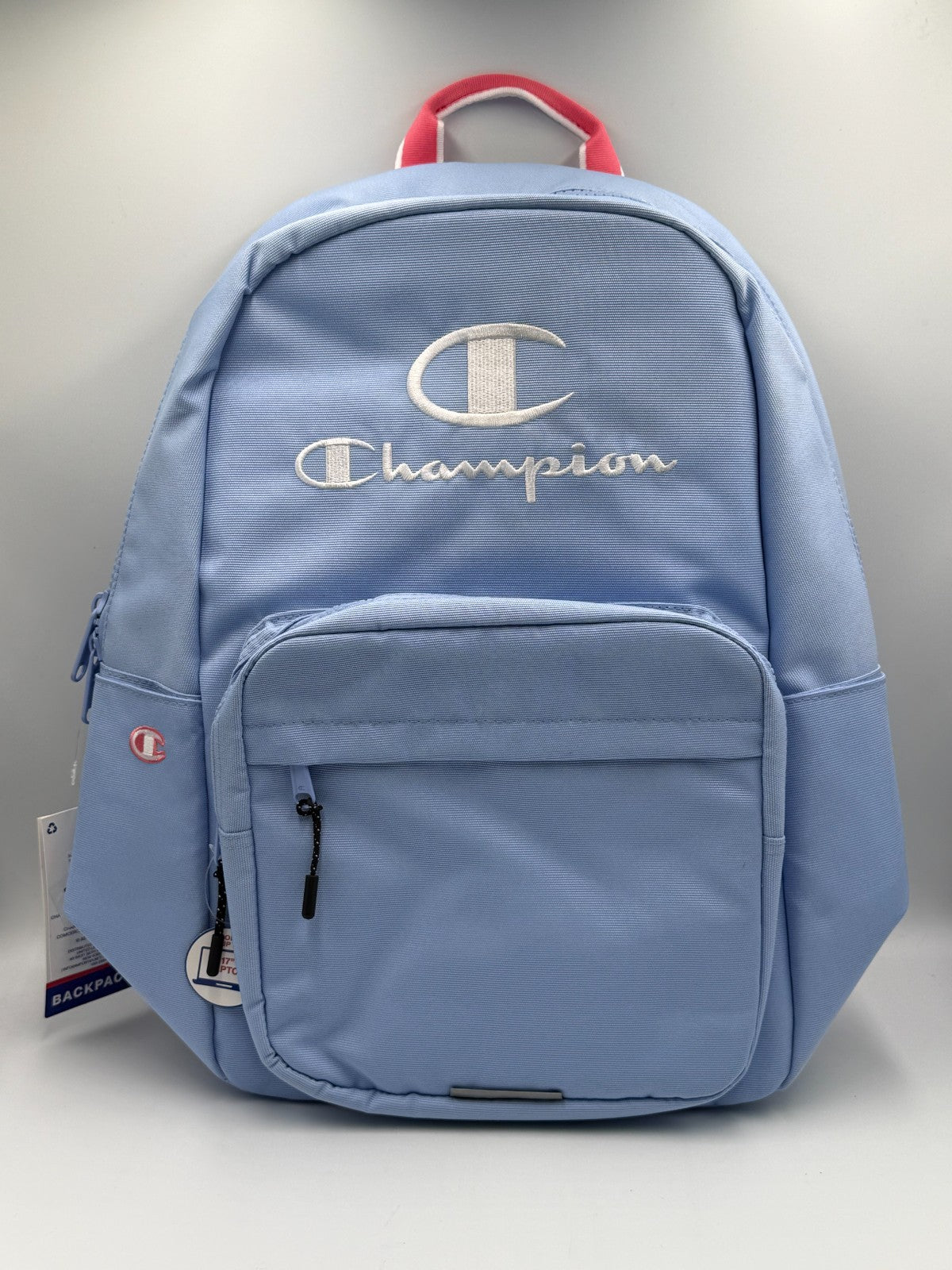 NWT Champion Estate Backpack Light Blue Coral Pink Fits 17" Laptop School Bag