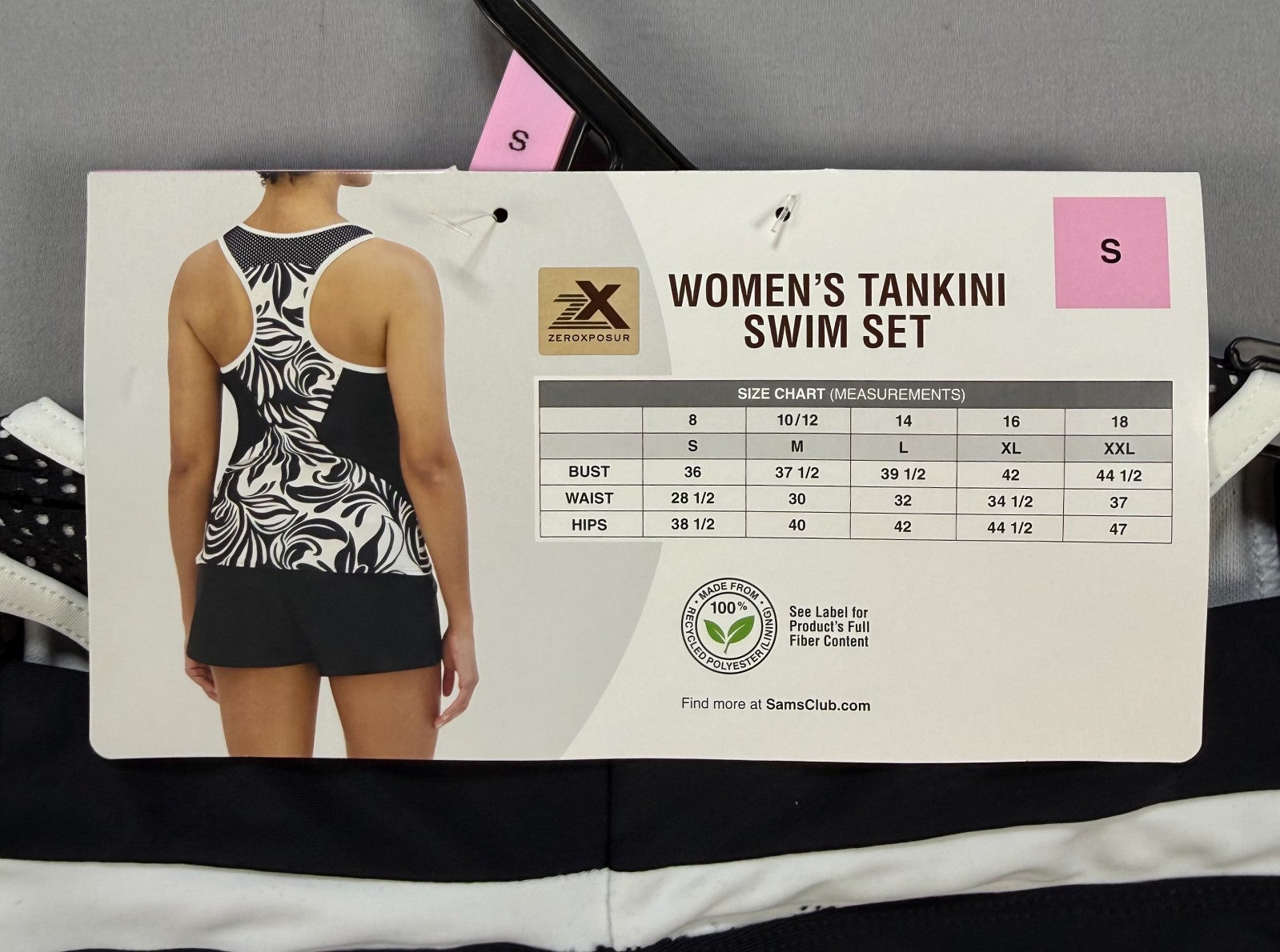 NWT ZeroXposur Tankini Swim Set Women’s Small Black White Summer Beachwear