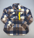 NWT Member's Mark Relaxed Fit Shacket Womens Medium Brown Blue Plaid Long Sleeve