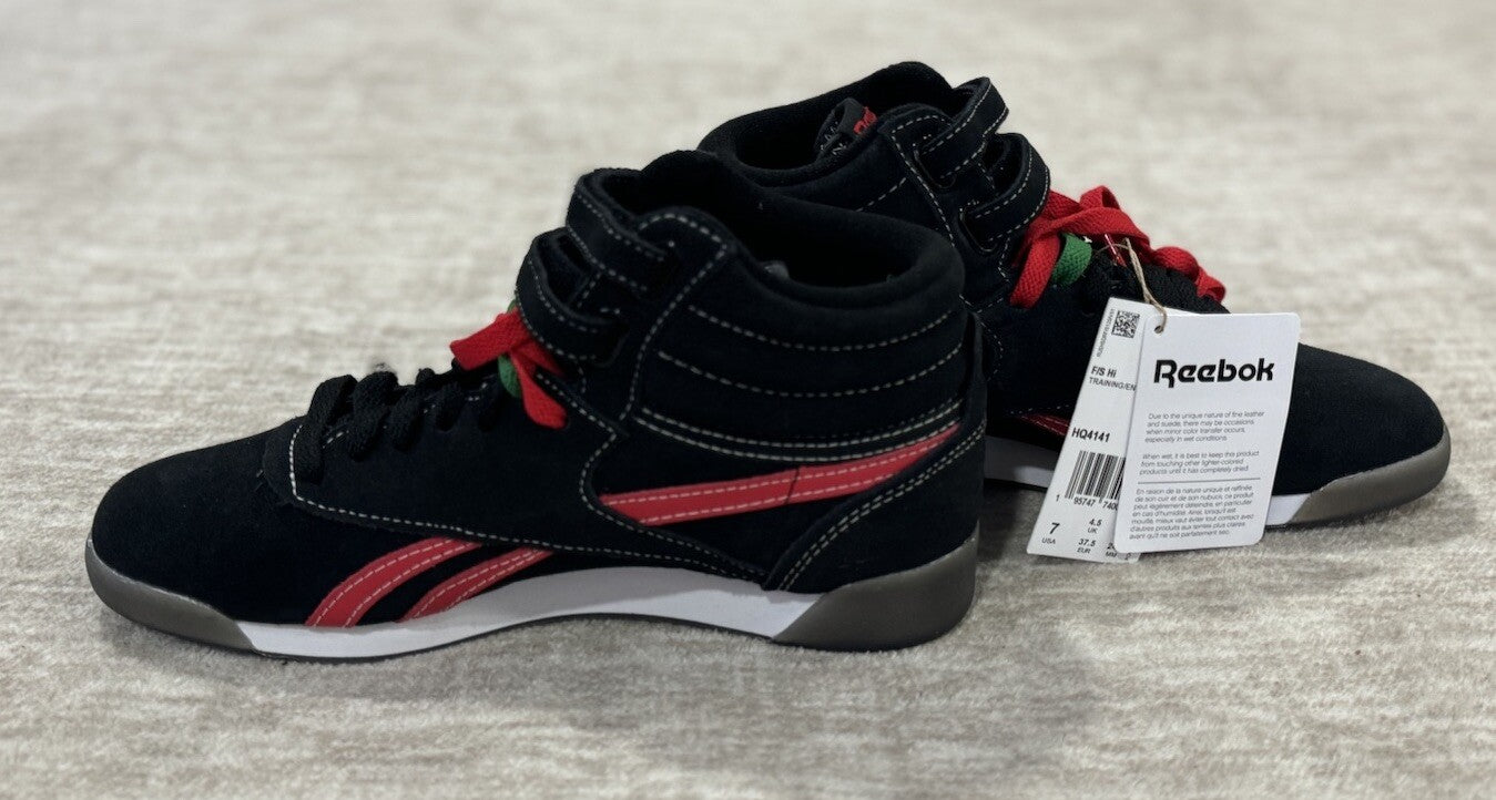 NEW Reebok Freestyle Hi Human Rights Now Womens Size 7 Black Lifestyle Sneakers