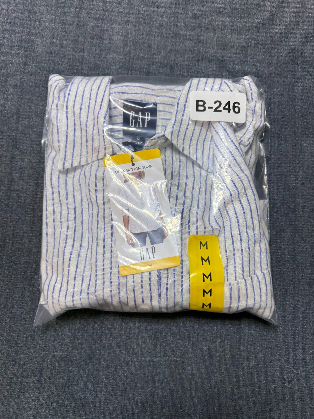 NWT Gap Striped Linen Button-Up Shirt Women's Medium White Long Sleeve Collared