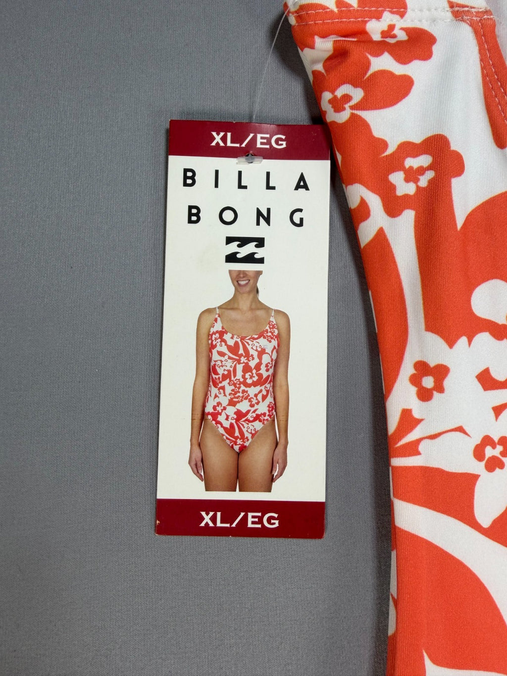 NWT Billabong One-Piece Swimsuit Women XL Orange Floral Sleeveless Summer Beach