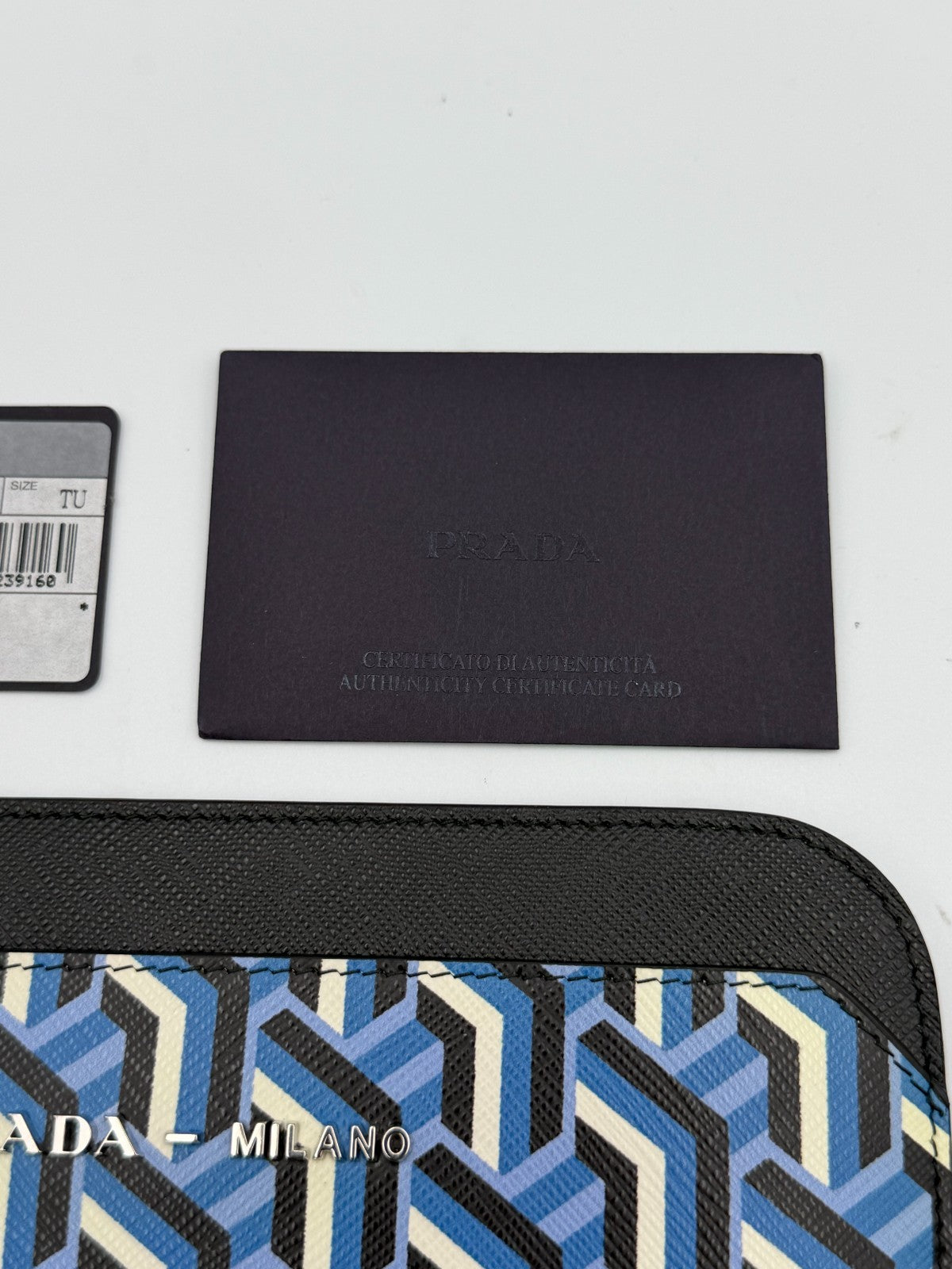 NEW Authentic Prada leather iPad Tablet Case Blue Geometric Saffiano Twist