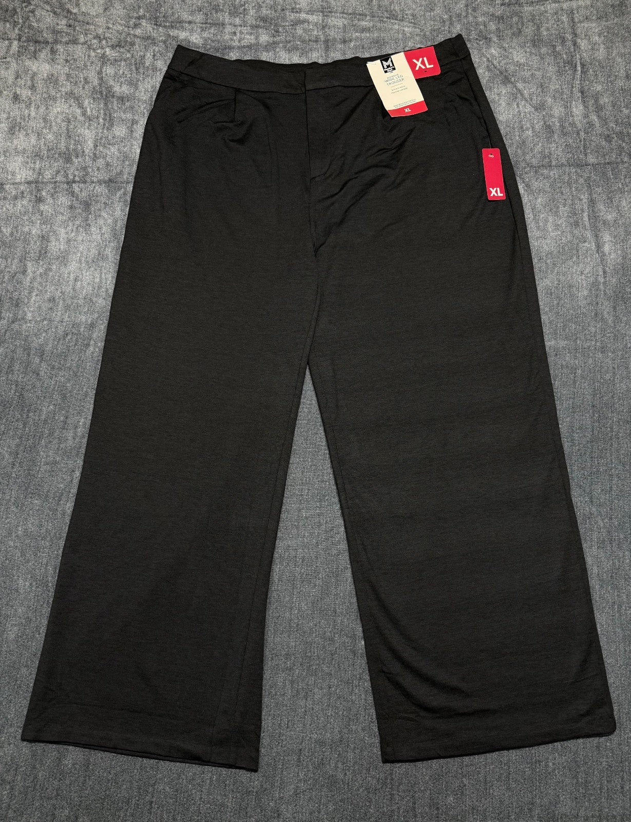 Member's Mark Wide-Leg Trouser Women's XL Black Soft-Knit Slash Pockets Hipster