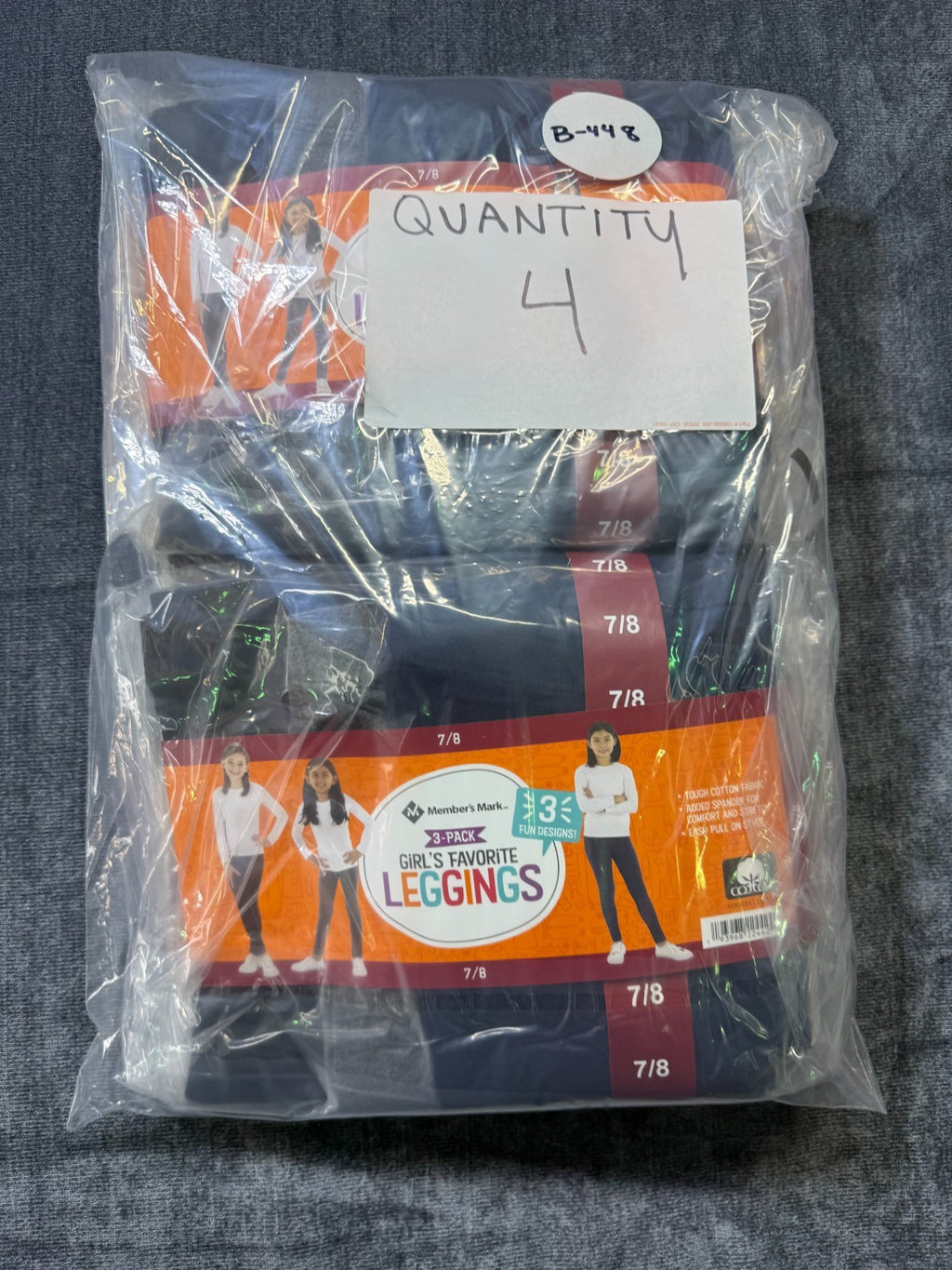 NWT Member's Mark My Favorite Leggings Girls 7/8 Multicolor Preppy - 3-Pack