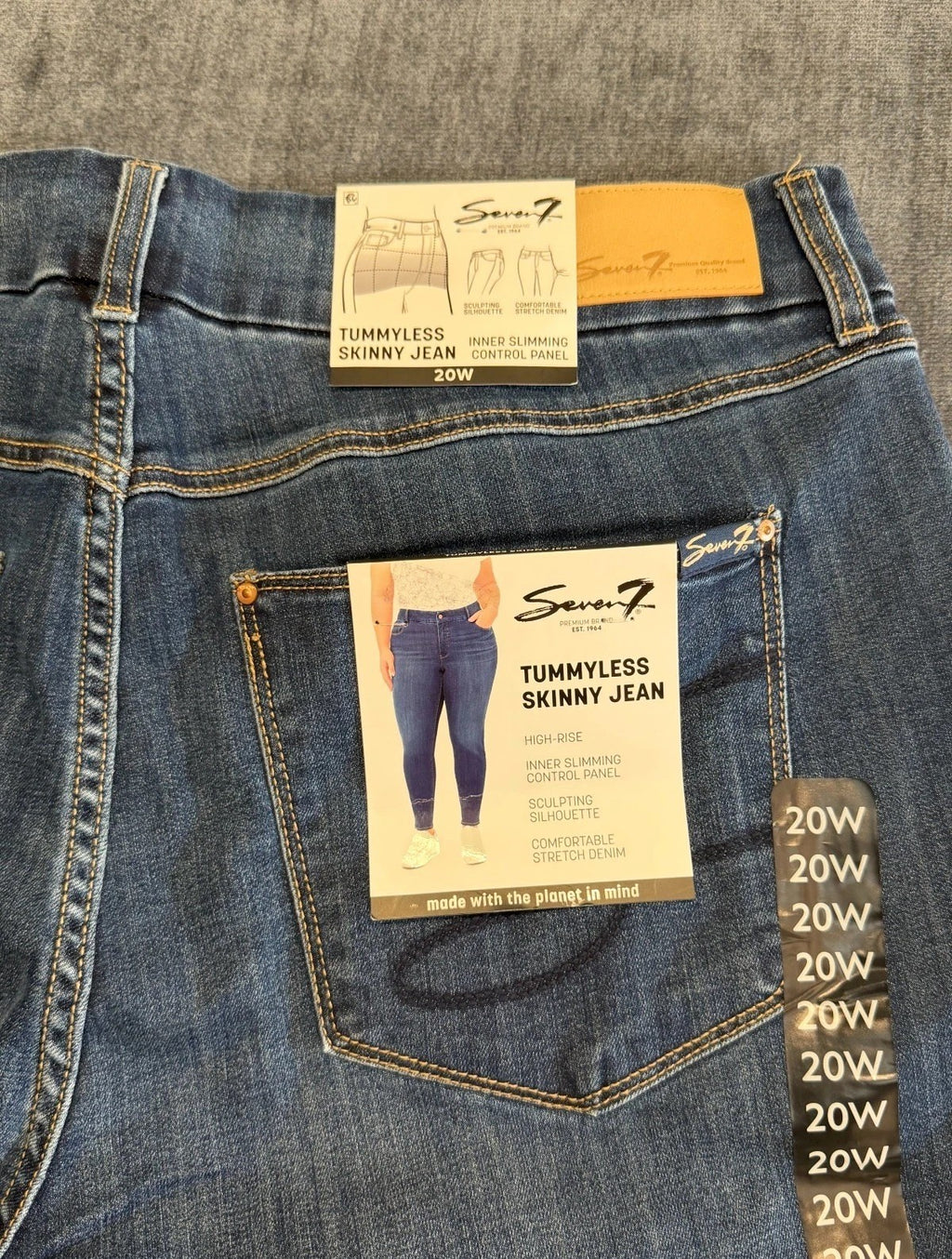 NWT Seven 7 Tummyless High Rise Skinny Jeans Women's 20W Blue Denim Medium Wash
