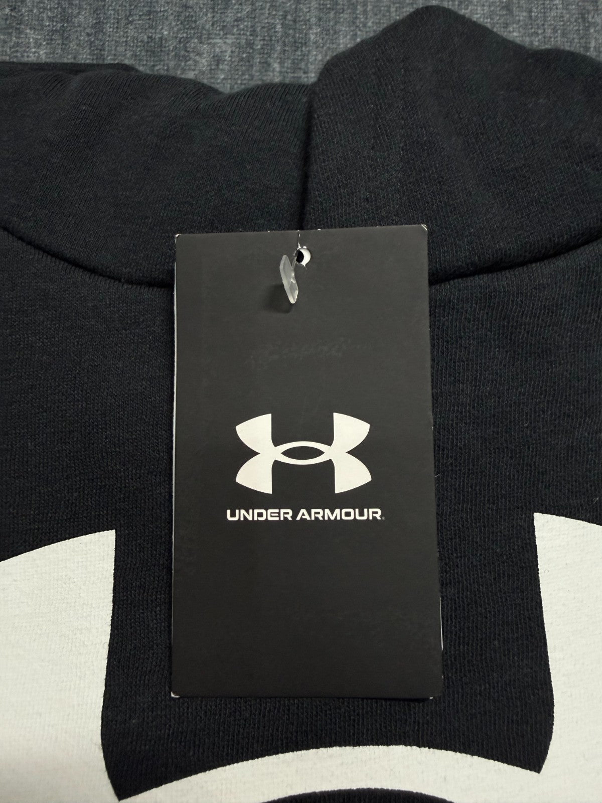 NWT Under Armour Rival Fleece Big Logo Hoodie Boys Medium Black Long Sleeve Y2K