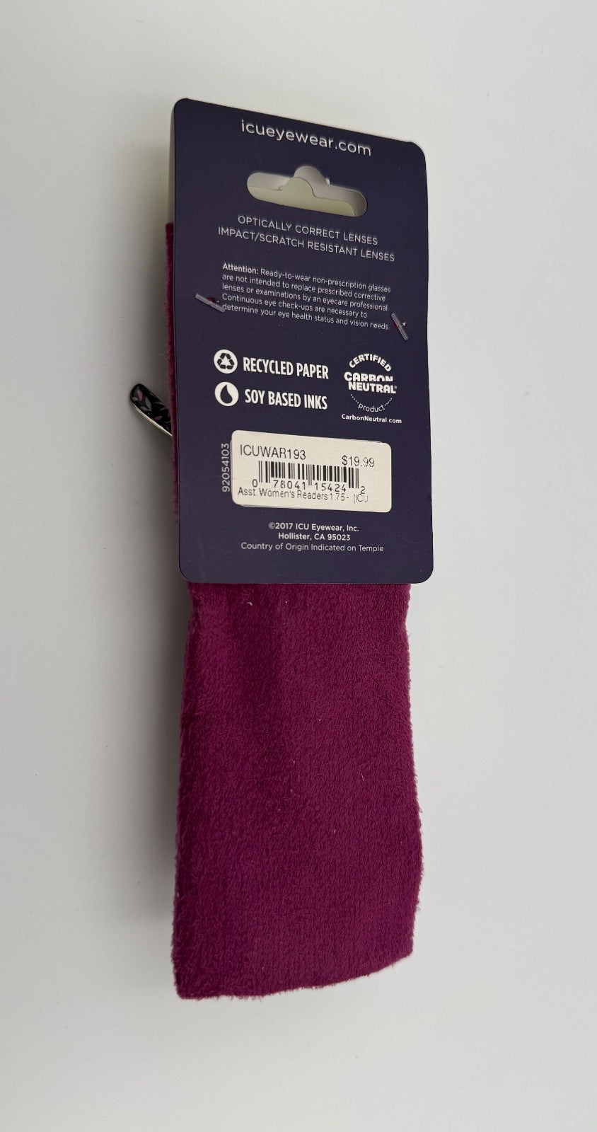 ICU Eyewear Women Reading Glasses +1.75 Magnification Black Purple Floral Frame