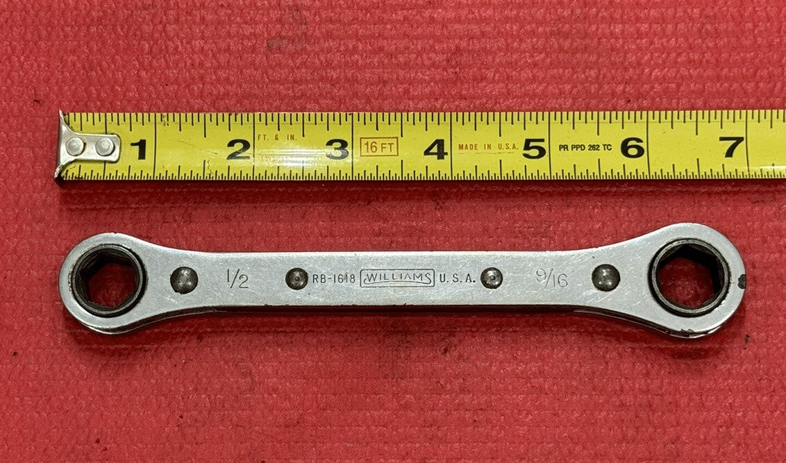 WILLIAMS Tools RB-1618 Ratcheting BOX WRENCH 1/2" X 9/16" Made in USA