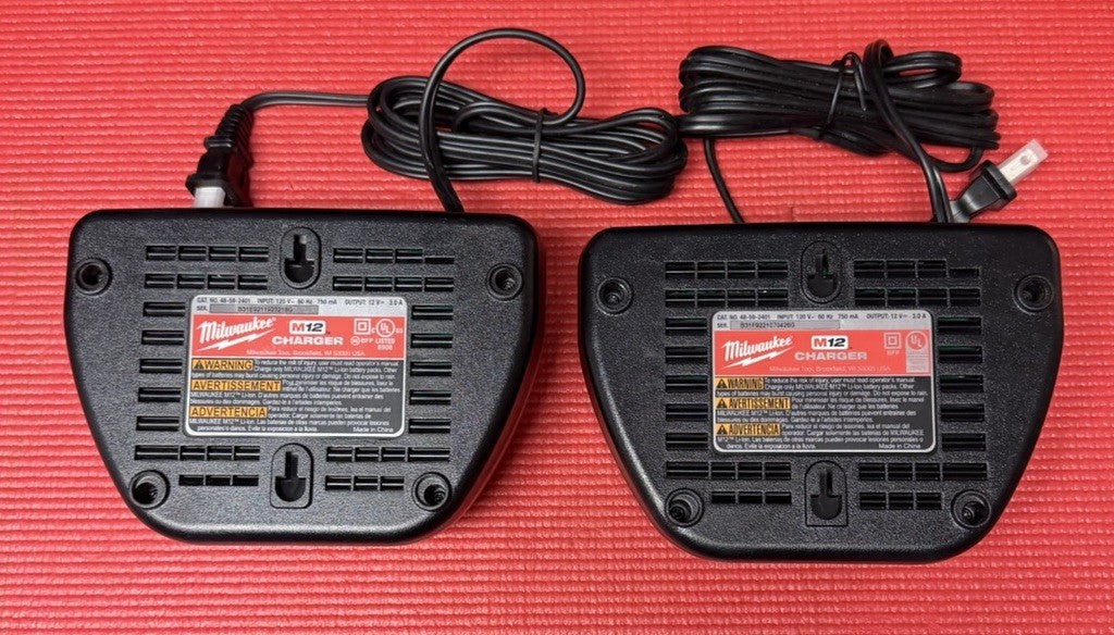 Milwaukee M12 Battery Charger 48-59-2401 12V Genuine 2 Pc Lot New Fast Shipping