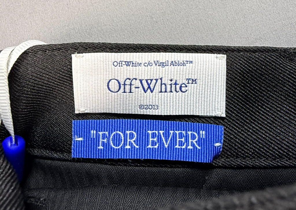 NWT Off-White OW Embroidered Drill Cargo Pants Men's 46 Black Pockets Workwear