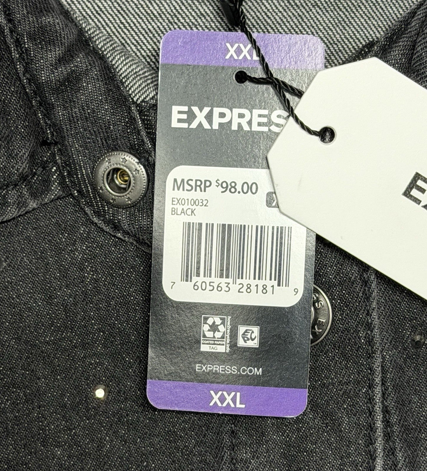 Express Denim Jacket Women's Size 2XL Black | NEW!