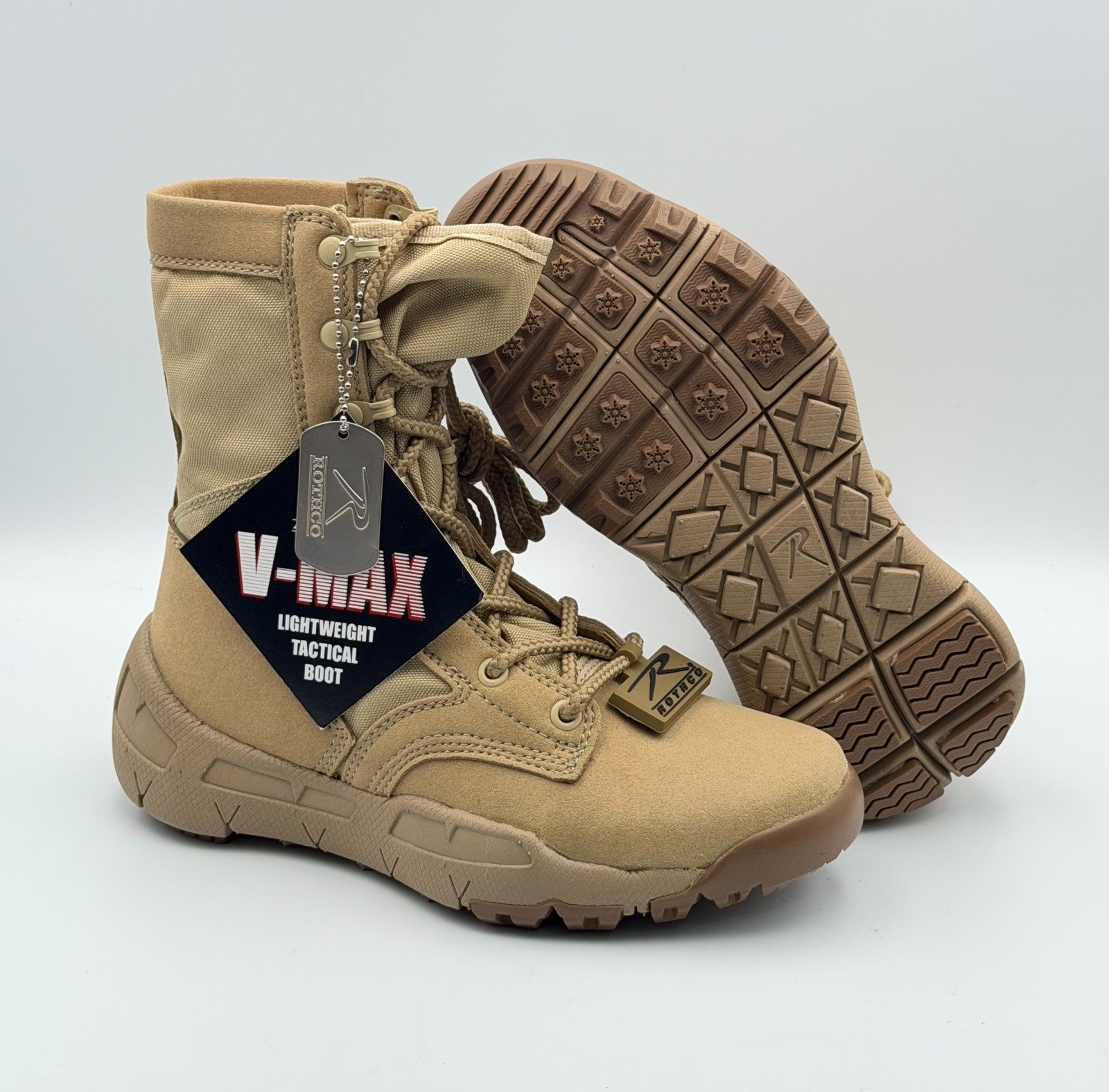 NWT Rothco V-Max Lightweight Tactical Boot Men's 5R Coyote Brown Lace Up Hiking