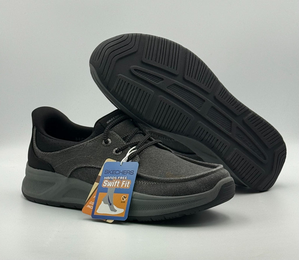 Skechers Canvas SWIFT Fit Slip-On Sneakers Men's 12 Black Low Top Running Shoes