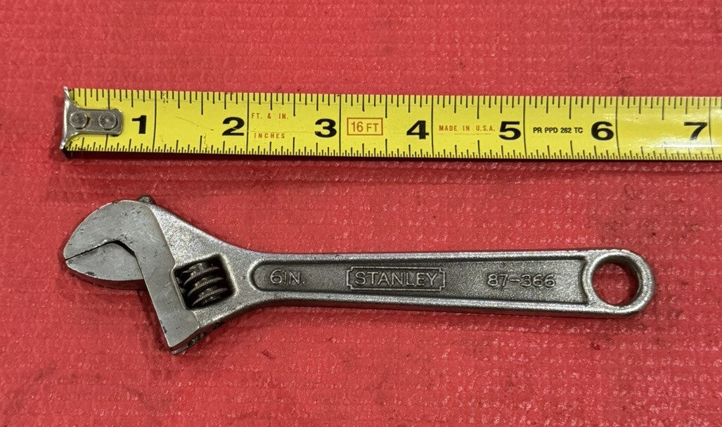 Vintage STANLEY 6" ADJUSTABLE WRENCH 87-366  Crescent Wrench Japan