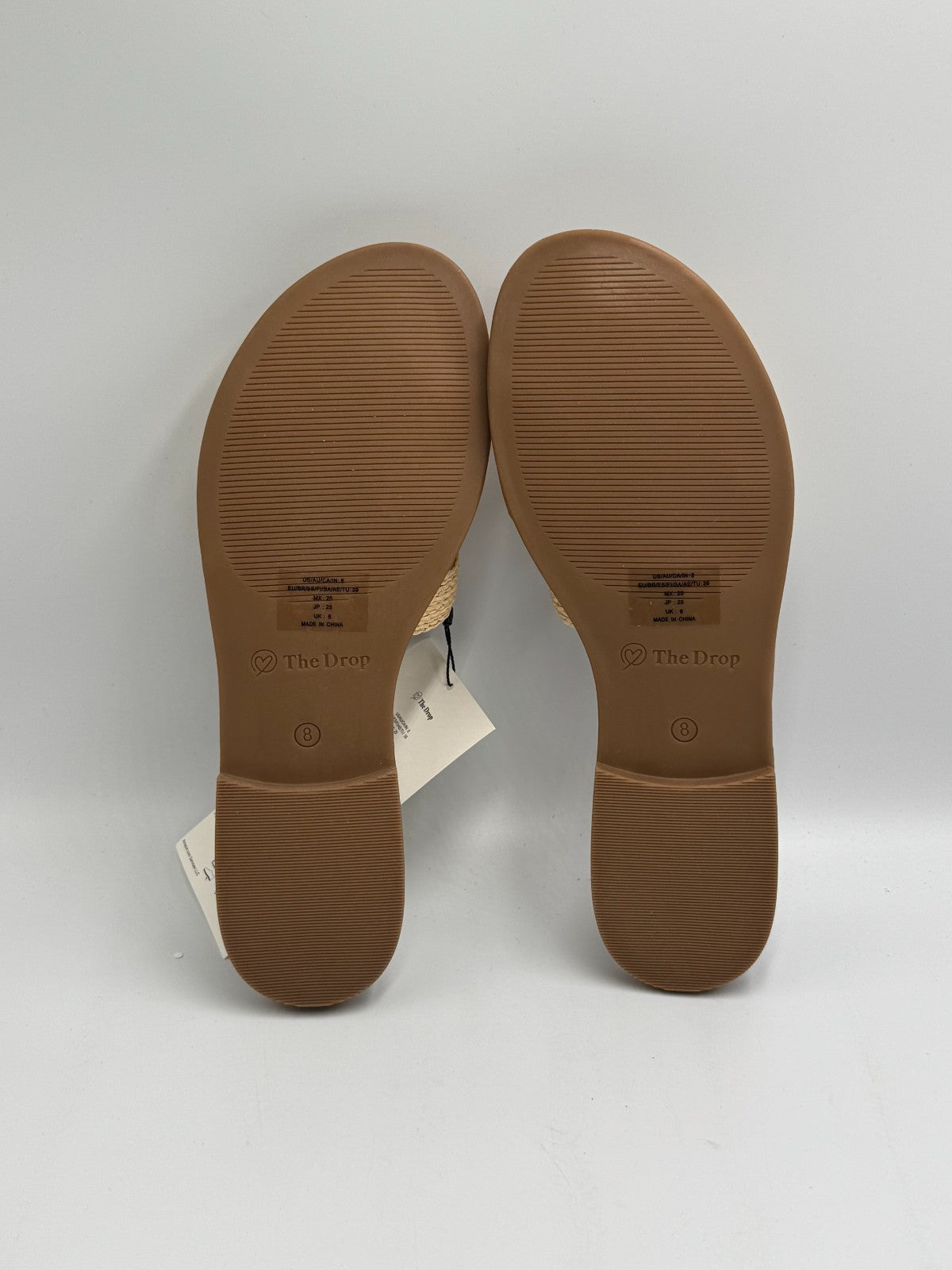 The Drop Monika Raffia Fashion Slip On Flat H-Band Slide Sandals Women's 8 Beige
