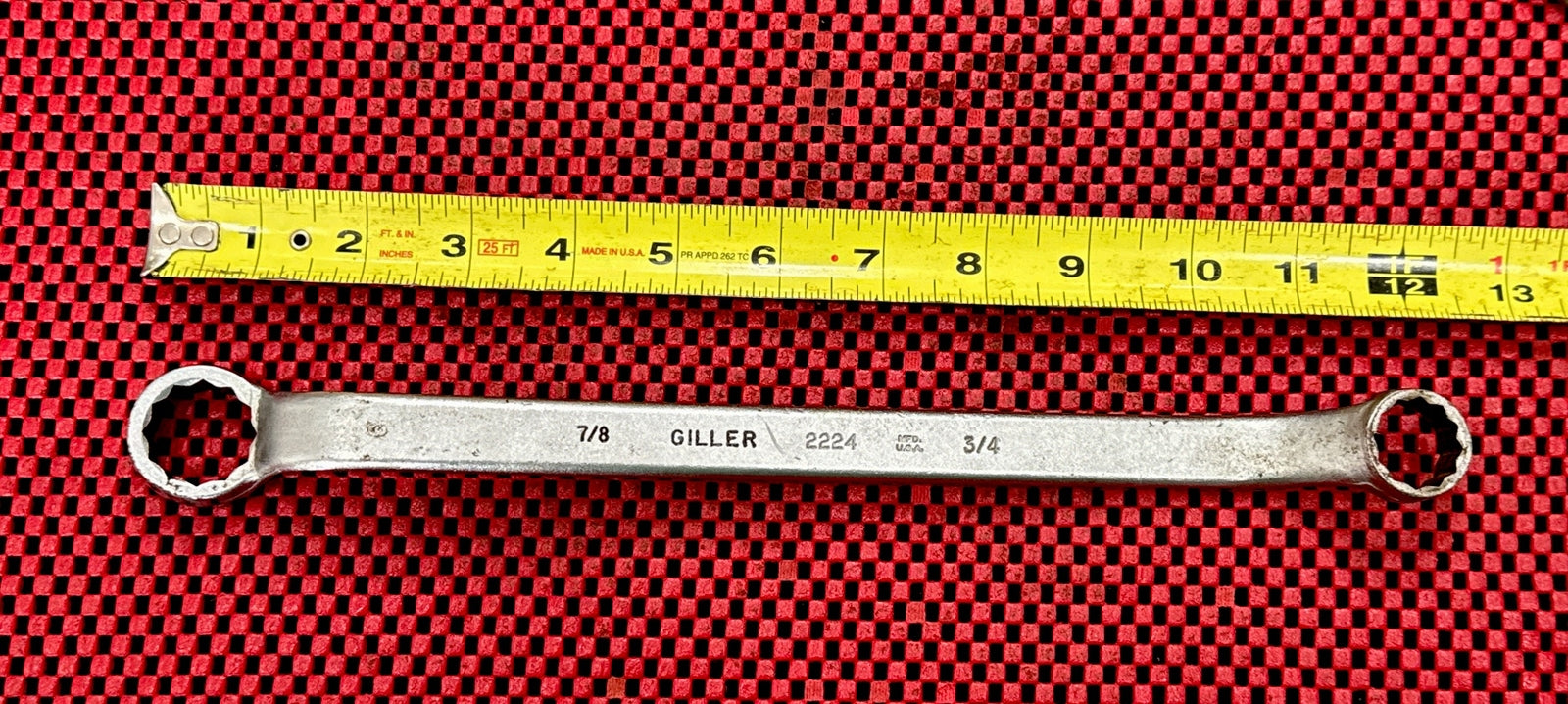 Giller 2224 Vintage Offset Box End Wrench 7/8" x 3/4" 12 point Made In USA