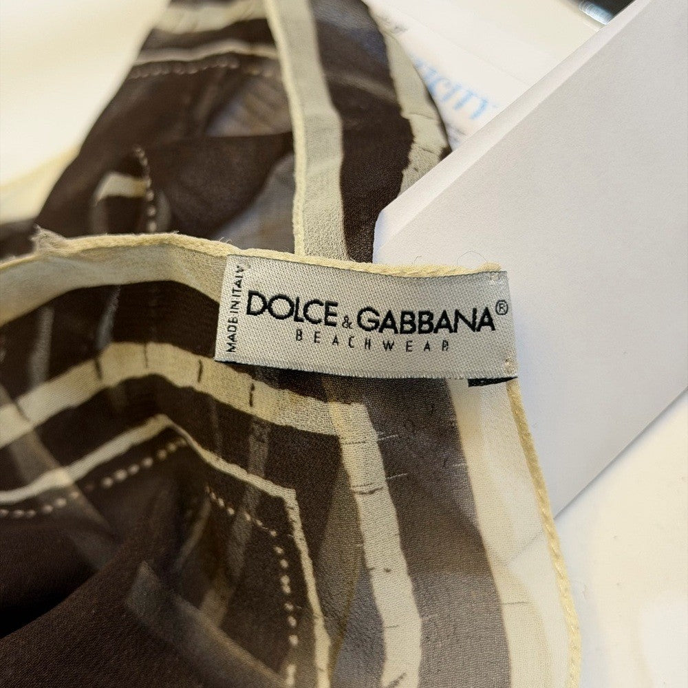 Dolce & Gabbana Gray and Cream Patterned Scarf