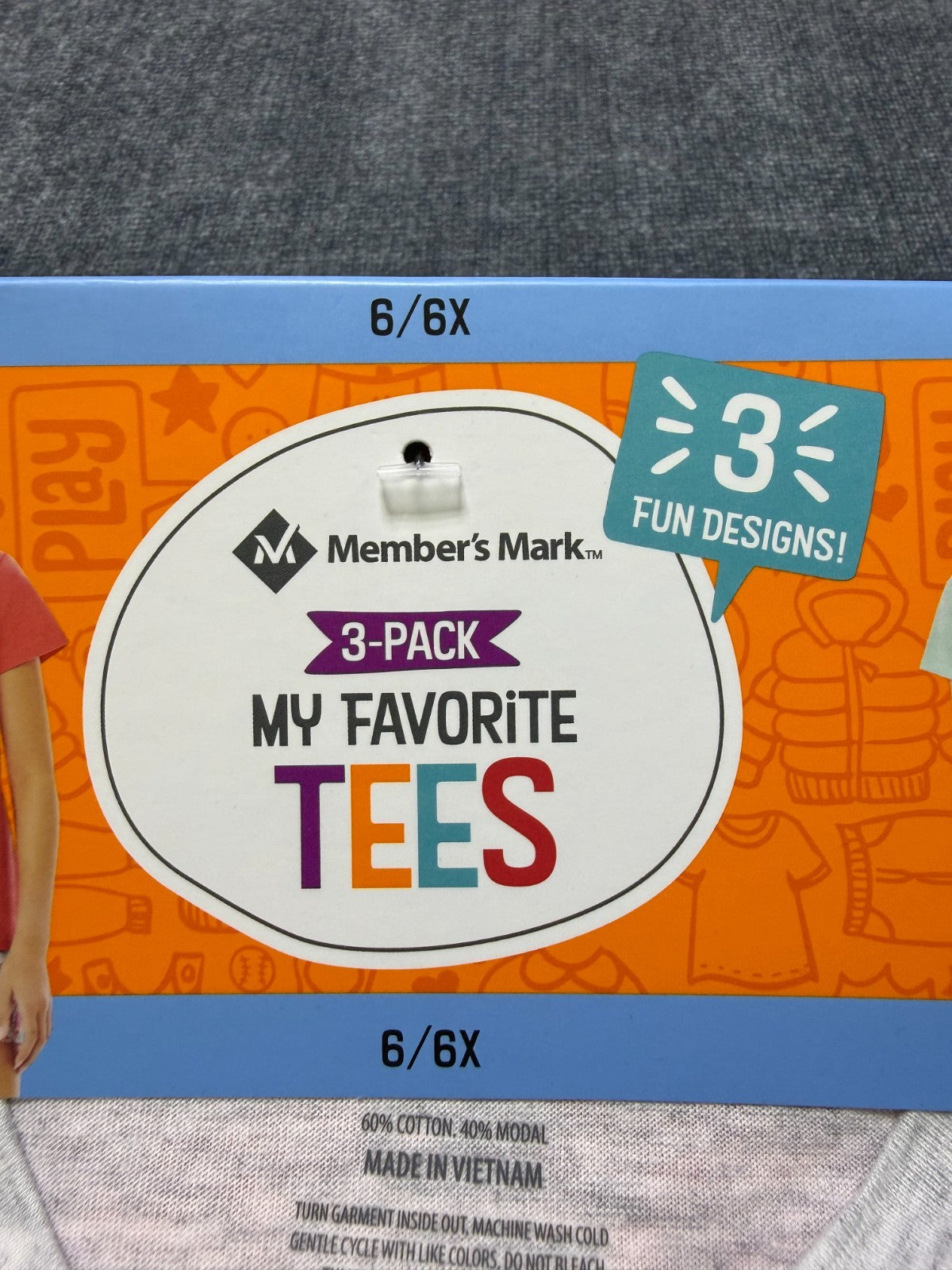 NWT Member's Mark My Favorite Active Tees Girls 6/6X Multicolor Preppy - 3-Pack