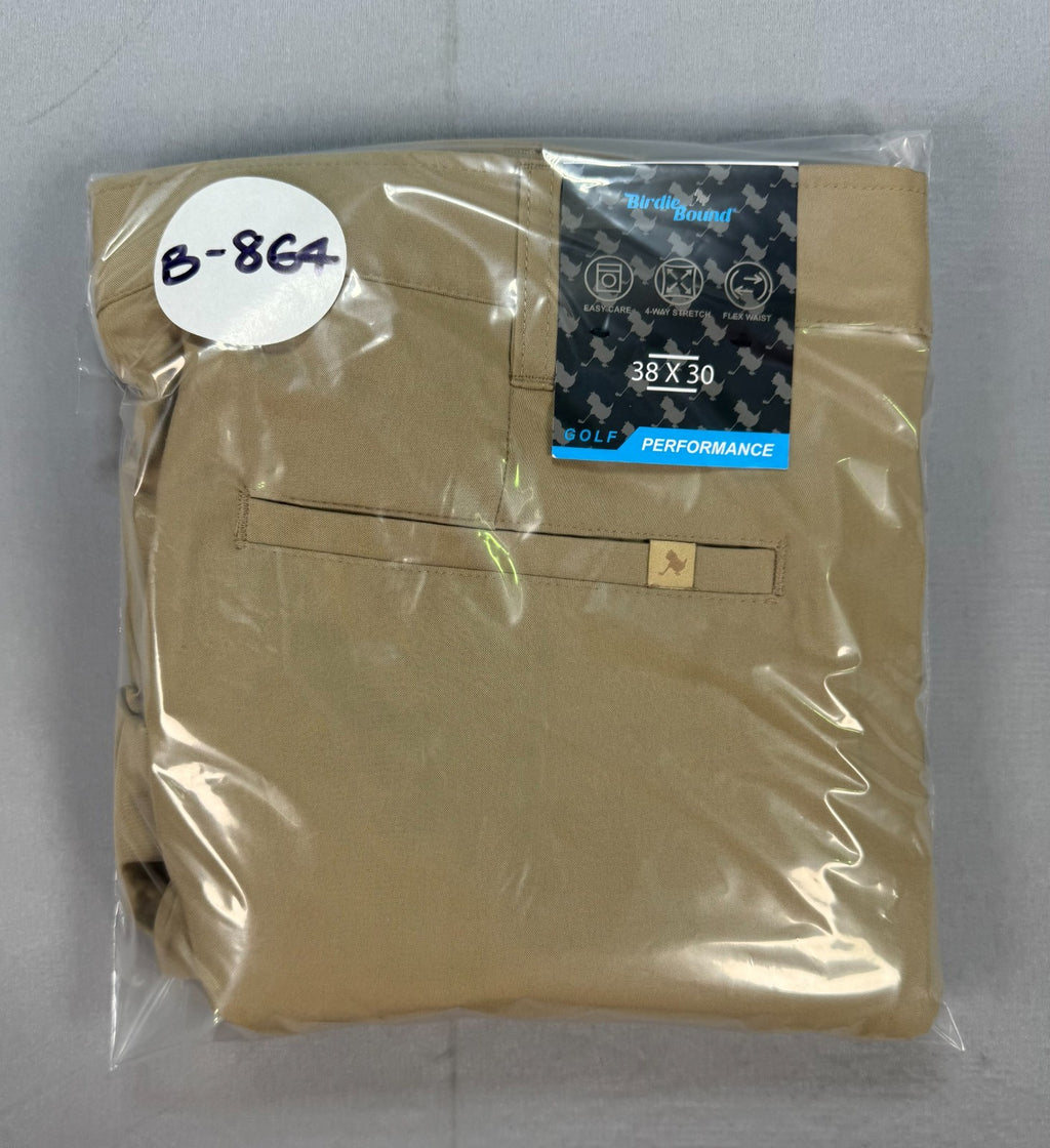 Birdie Bound Regular Fit Golf Pants Men's 38x30 Beige Performance Straight Leg