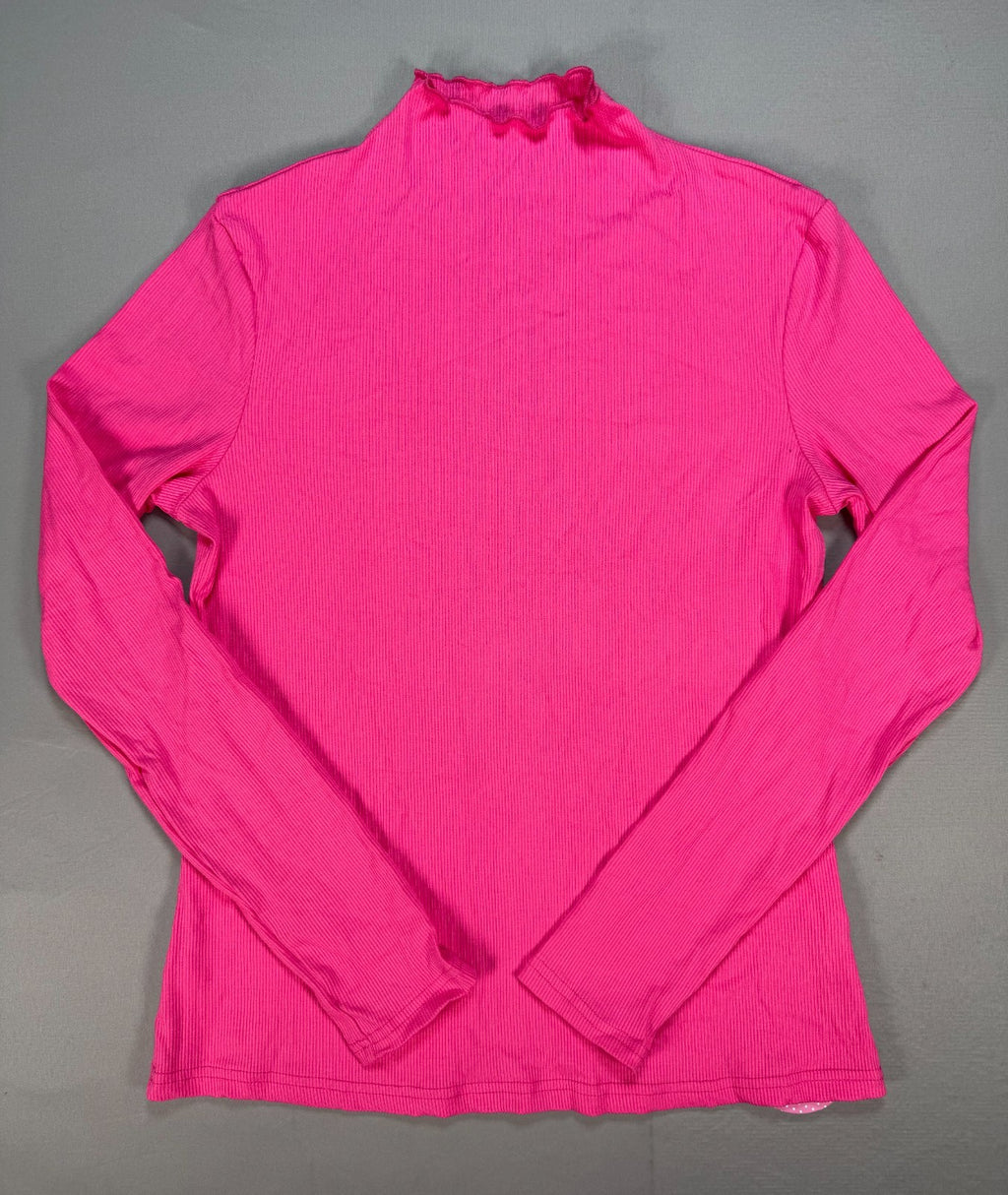 Oakgarden Ribbed Mock Turtleneck T-Shirt. Womens Medium Magenta Pink Long Sleeve