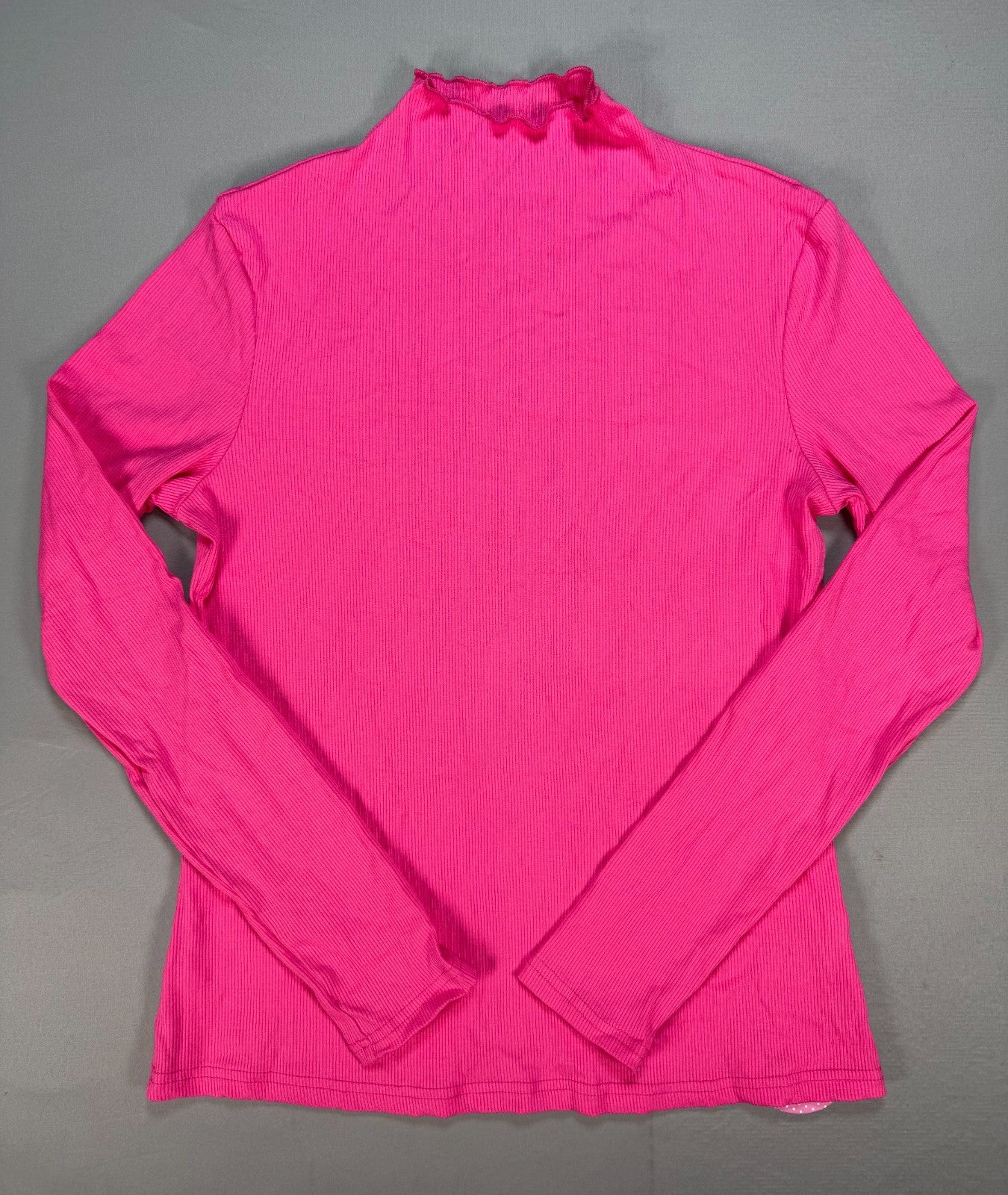 Oakgarden Ribbed Mock Turtleneck T-Shirt. Womens Medium Magenta Pink Long Sleeve