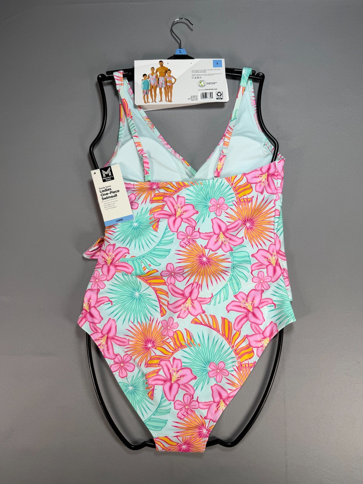 Member's Mark Adjustable Strap One-Piece Swimsuit Women Large Multicolor Floral
