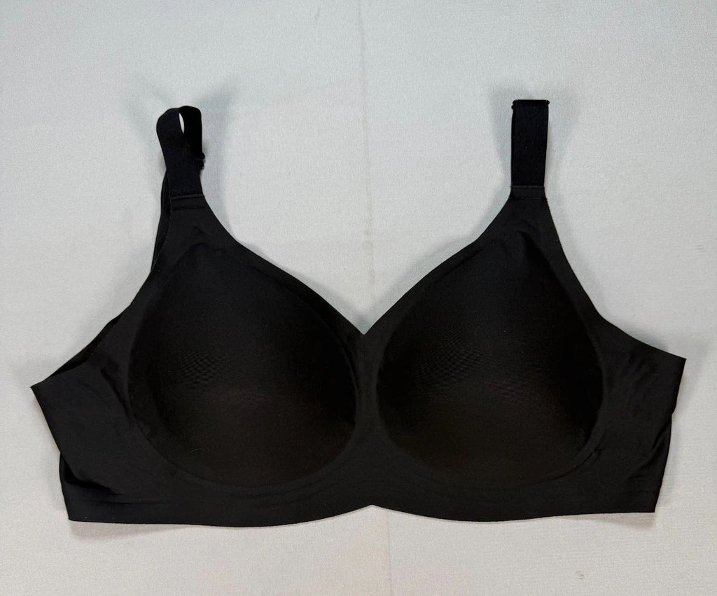 Women Wireless T-Shirt Bra Seamless Smooth Full Coverage Comfort Black XL-Plus