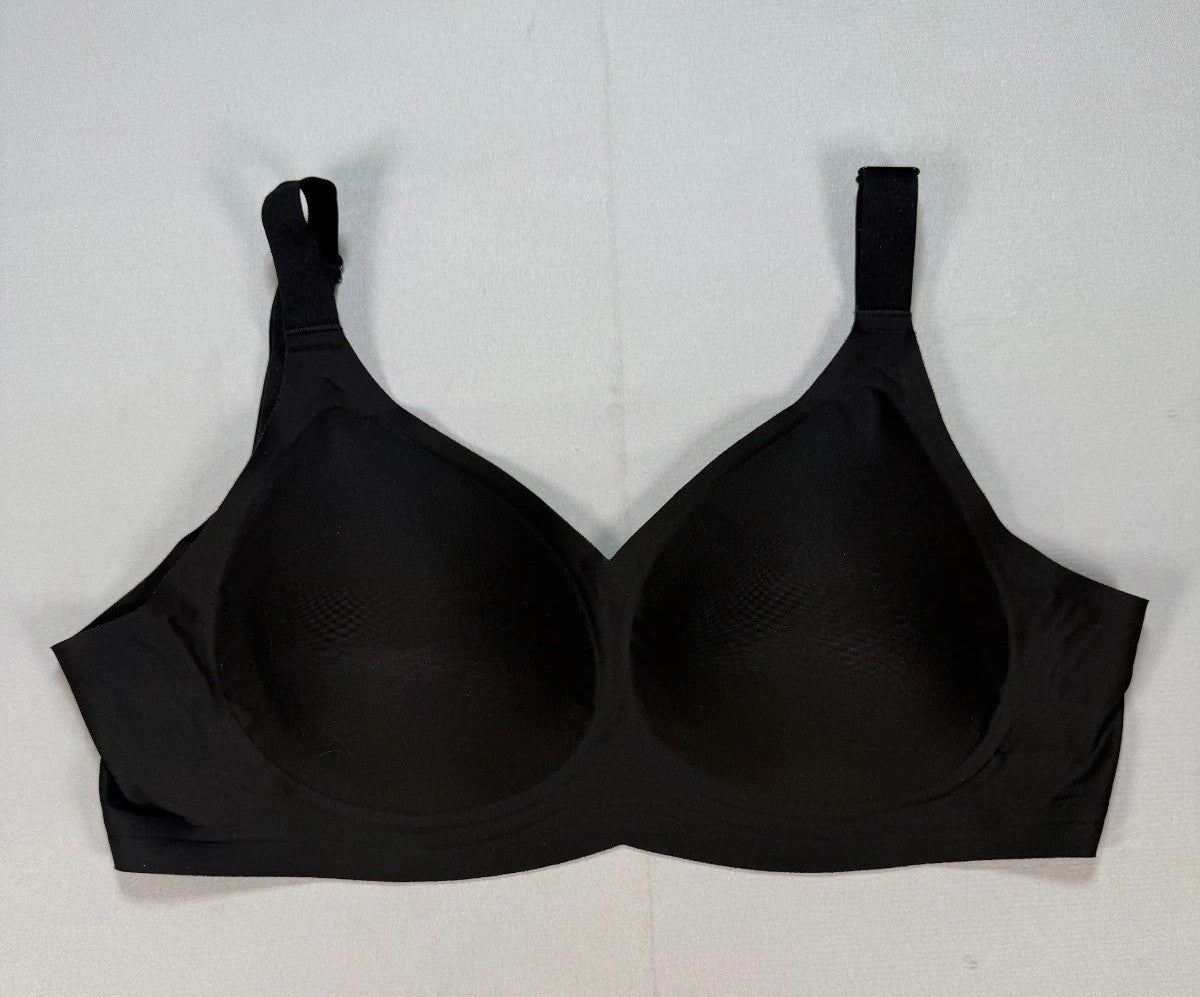 Women Wireless T-Shirt Bra Seamless Smooth Full Coverage Comfort Black XL-Plus